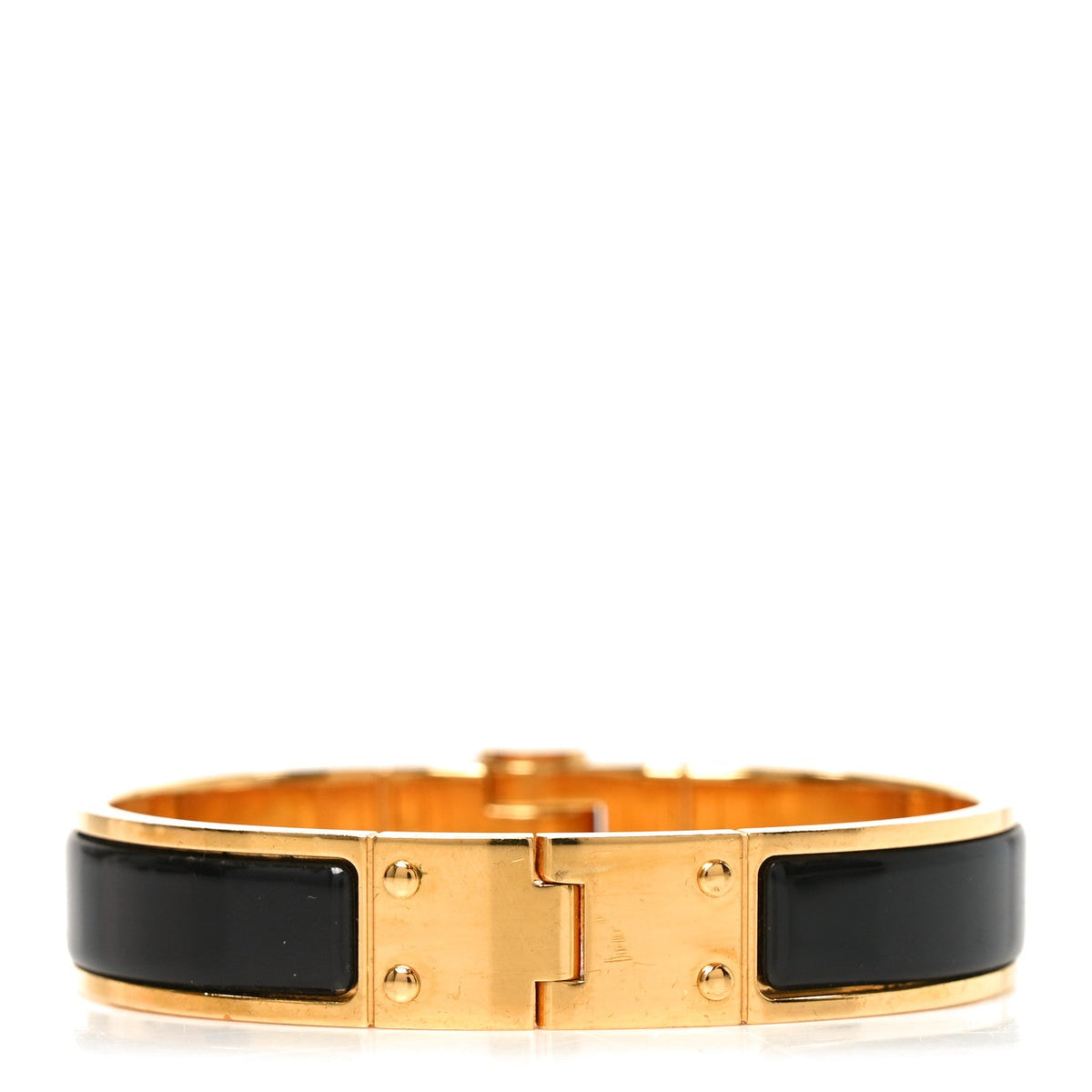 Enamel Charniere Uni Narrow Hinged Bracelet S Black