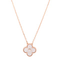 18K Rose Gold Diamond Pink Mother of Pearl Vintage Alhambra Pendant Necklace