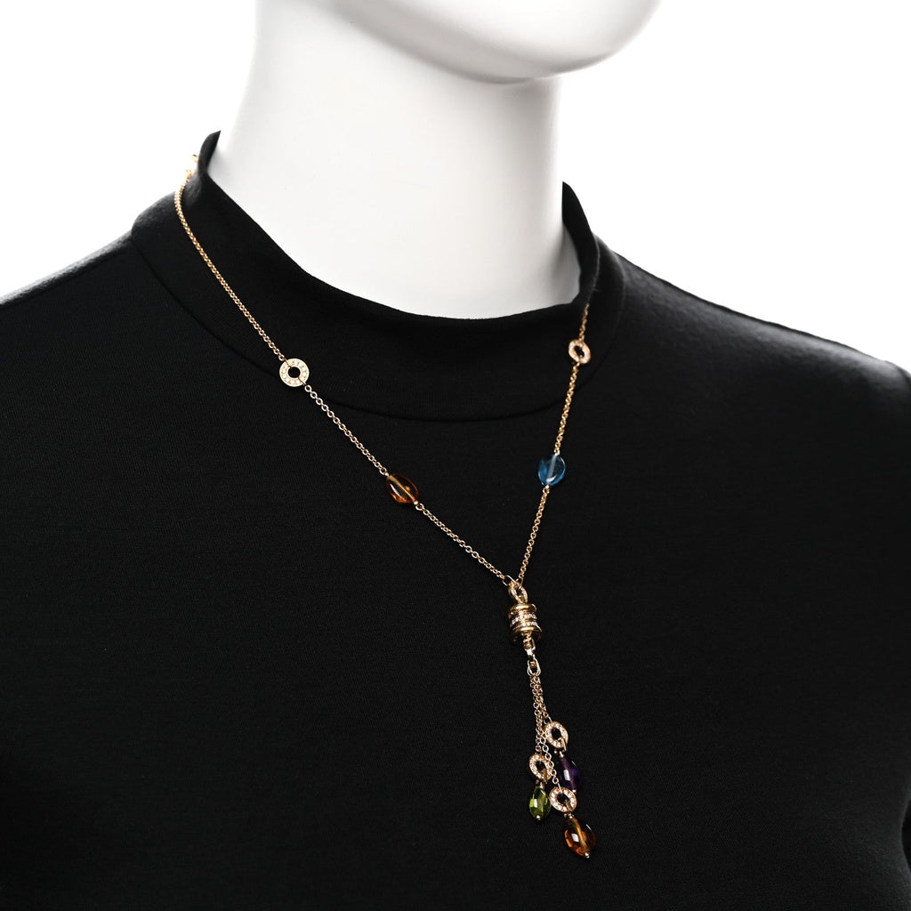 18K Yellow Gold Diamond Multi-Gemstone B.Zero Lavallier Necklace
