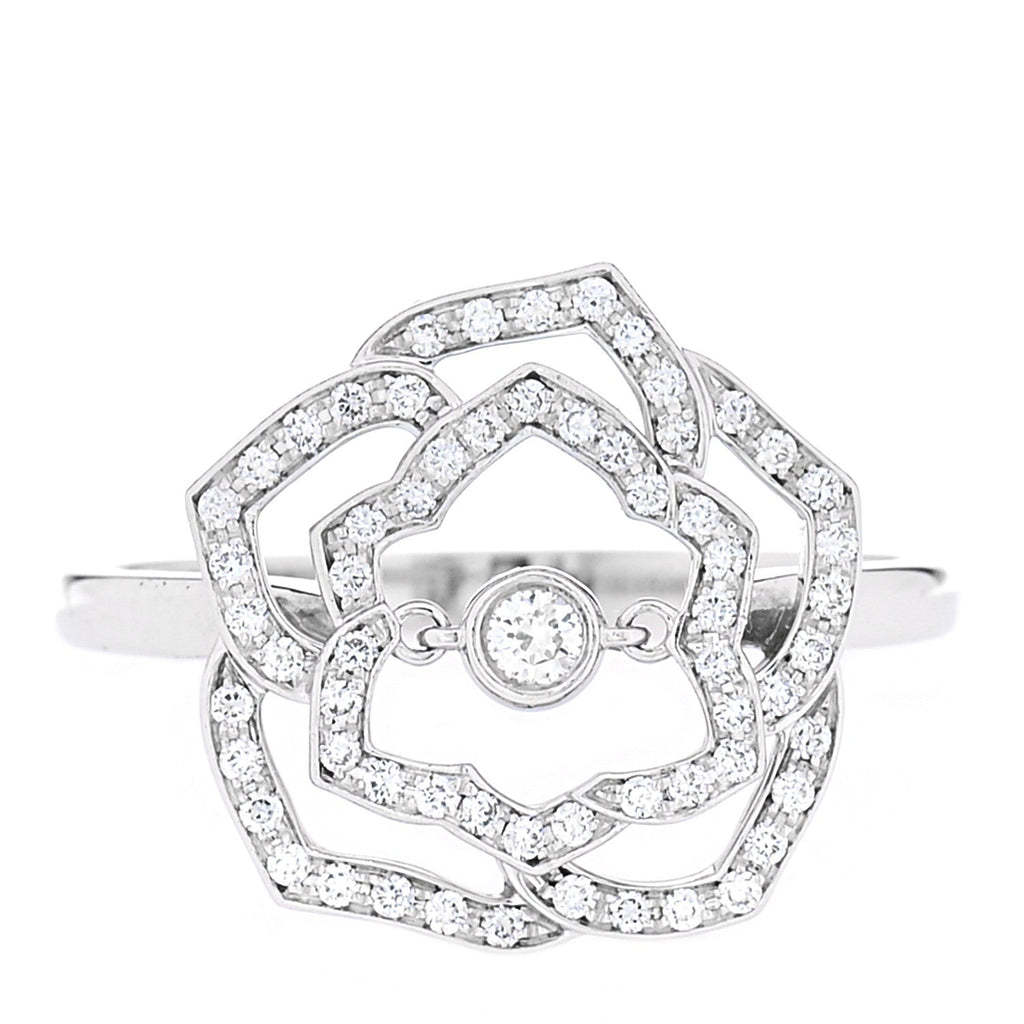18K White Gold Diamond .24ct Rose Ring 55 7.25