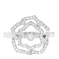 18K White Gold Diamond .24ct Rose Ring 55 7.25