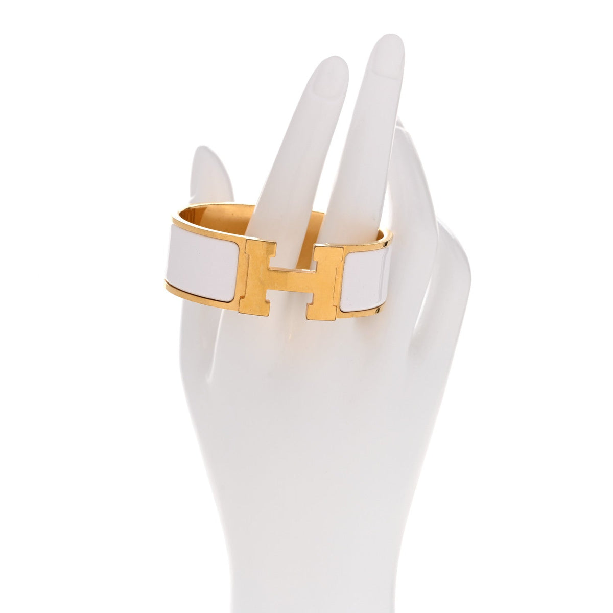 Enamel Wide Clic Clac H Bracelet PM White