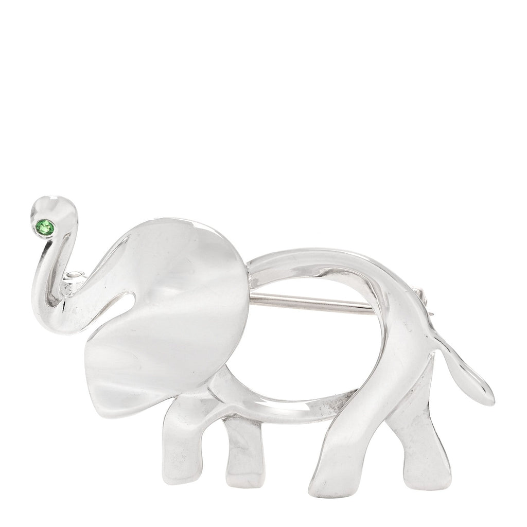 Sterling Silver Tsavorite Save the Wild Elephant Brooch