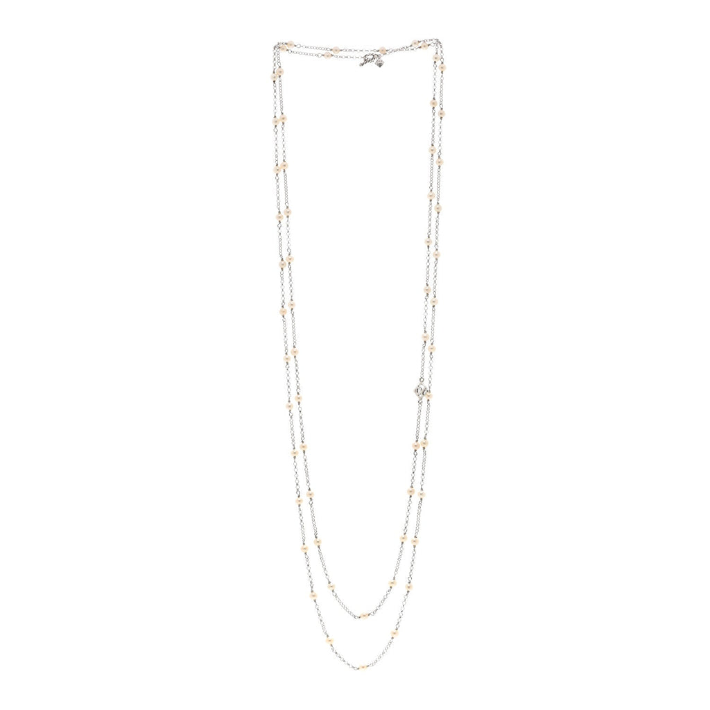 Sterling Silver Freshwater Cultured Pearl Station Long Necklace