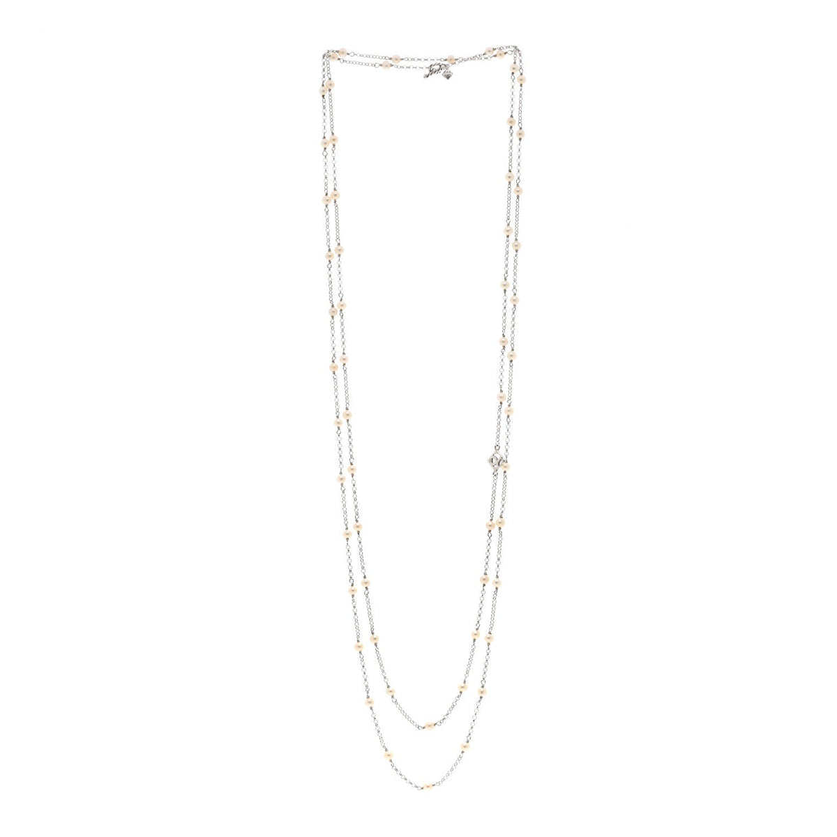 Sterling Silver Freshwater Cultured Pearl Station Long Necklace