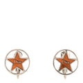 Metal Star Clip On Earrings Silver Orange