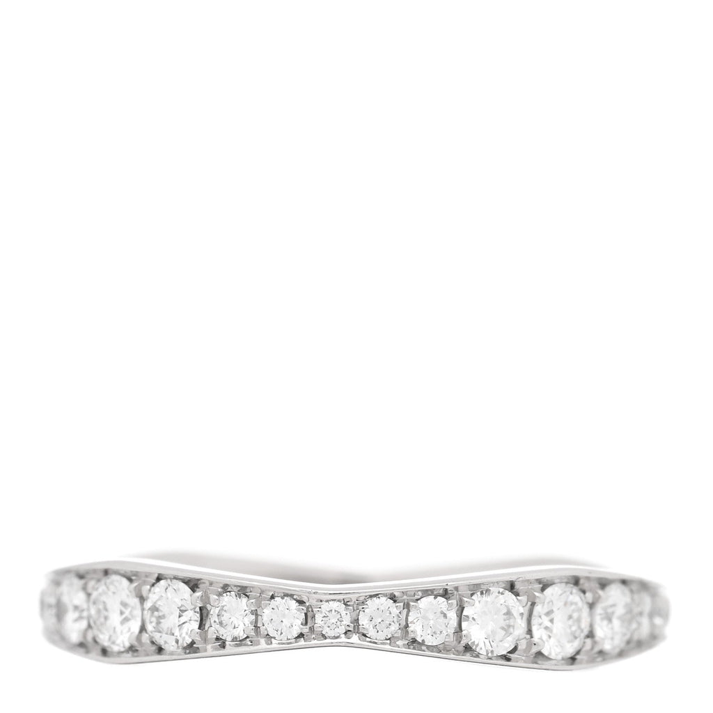 Platinum Diamond Pave Wave Band Ring 47 4