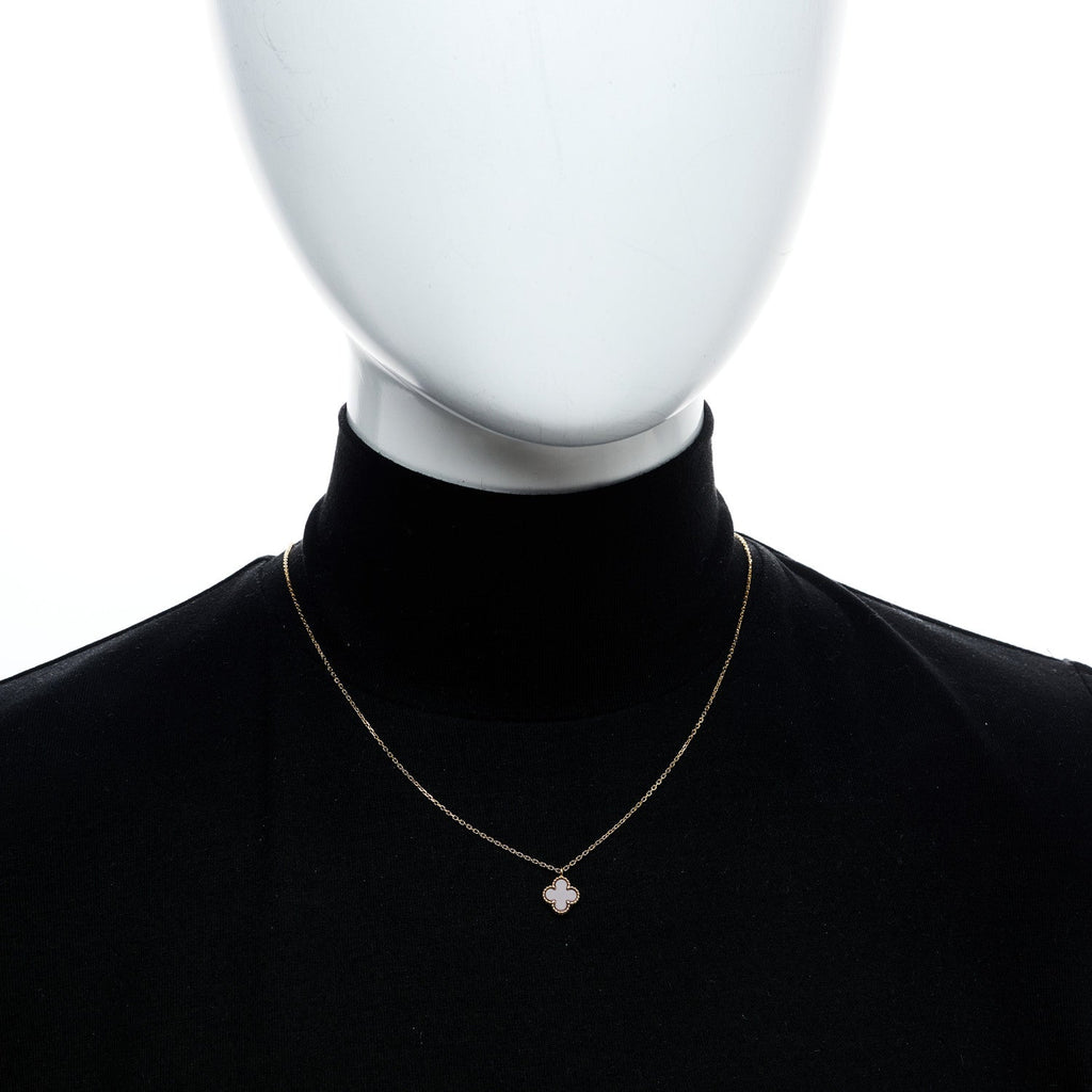18K Rose Gold Carnelian Sweet Alhambra Pendant Necklace