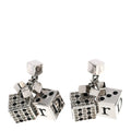 Crystal Star Dice Dangle Earrings Silver