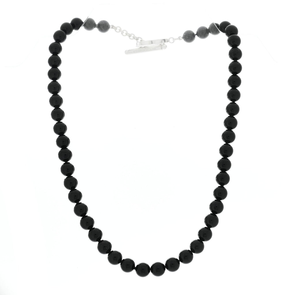 Sterling Silver Black Onyx Bead Toggle Necklace
