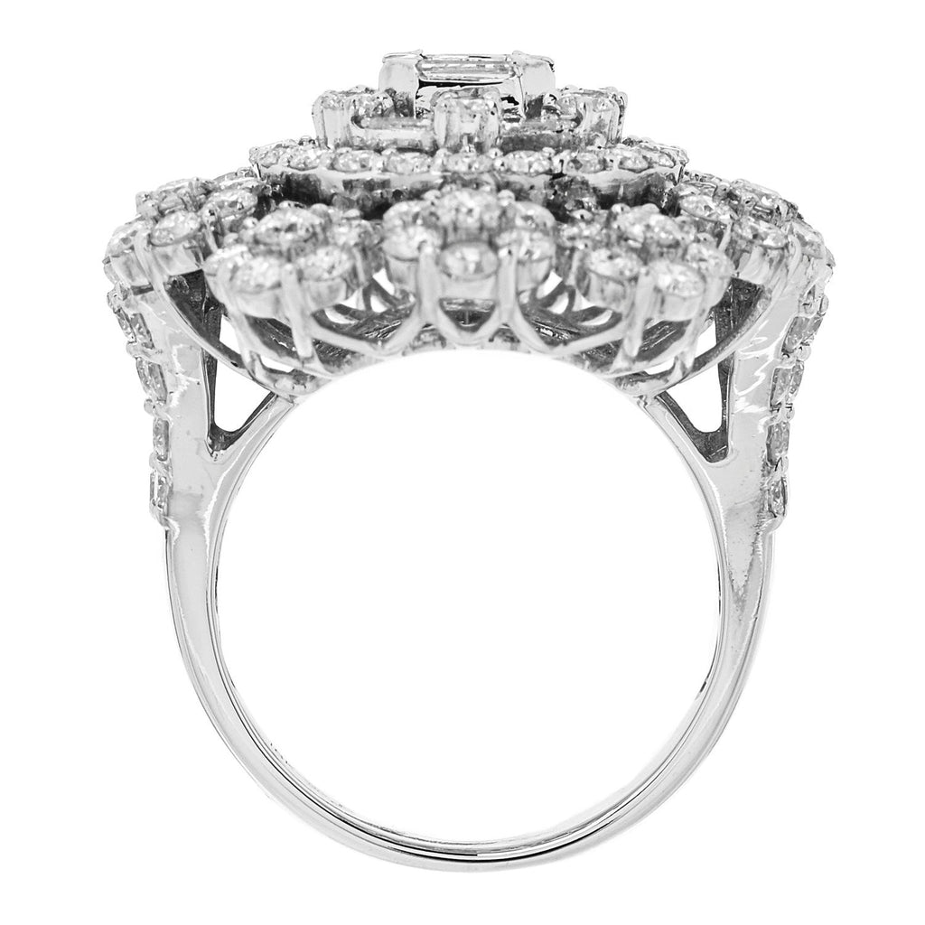18K White Gold Diamond 4.70ctw Multi Shape Cocktail Ring  56 7.5
