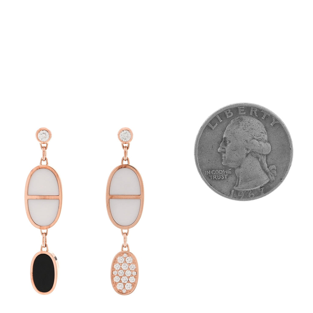 18K Rose Gold Ceramic Diamond Chaine D'Ancre Verso Dangle Earrings Black White