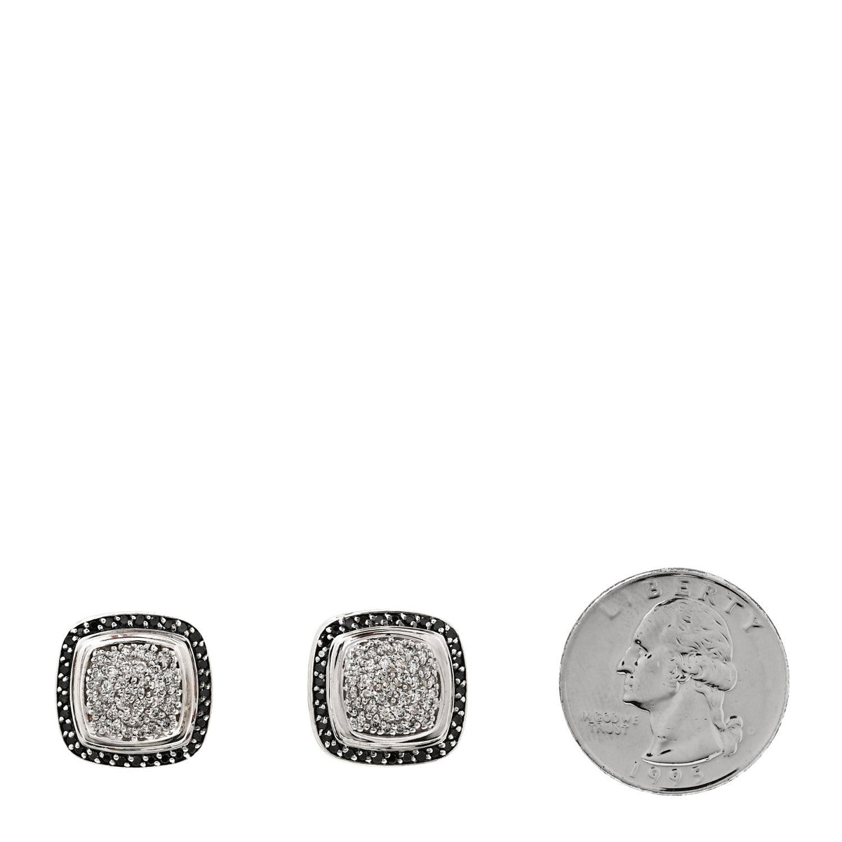 Sterling Silver Black Diamond 11mm Pave Albion Earrings