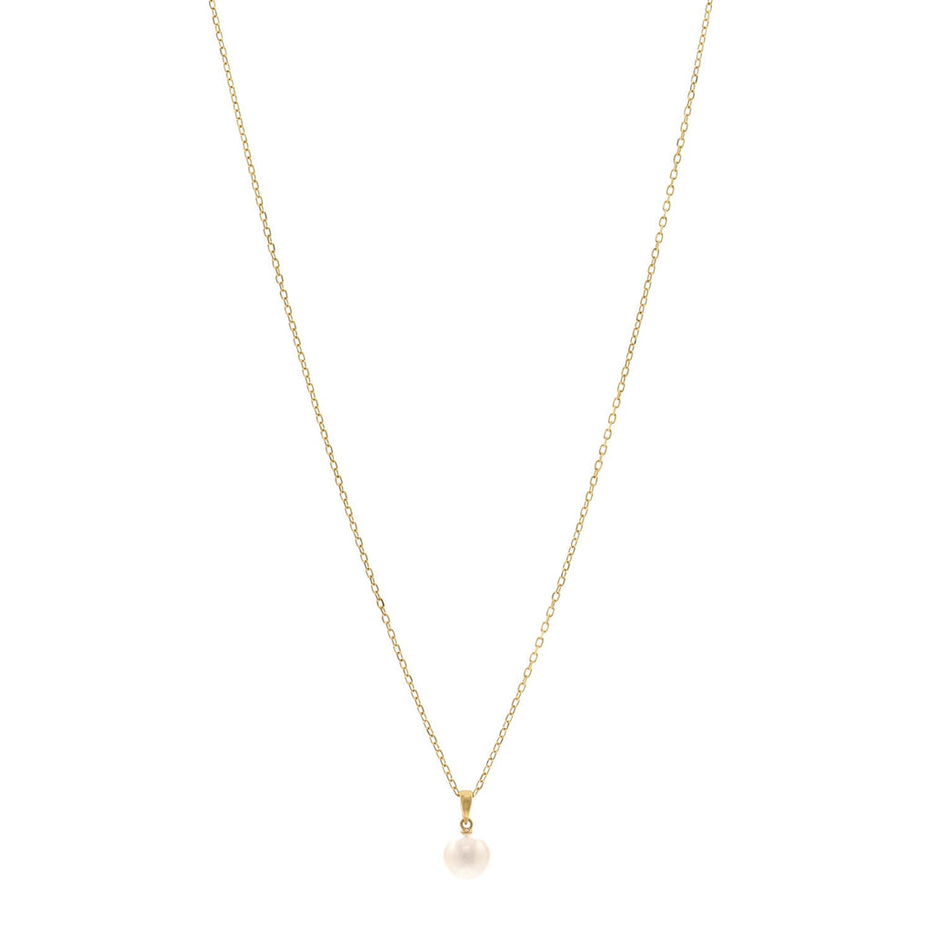 18K Yellow Gold Akoya Cultured Pearl 7-7.5mm Pendant Necklace