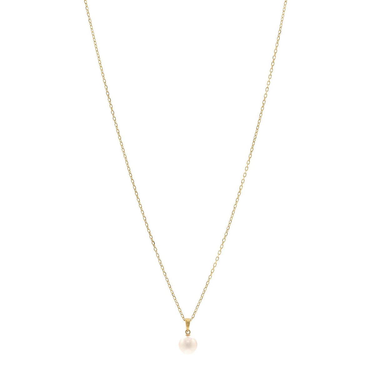 18K Yellow Gold Akoya Cultured Pearl 7-7.5mm Pendant Necklace
