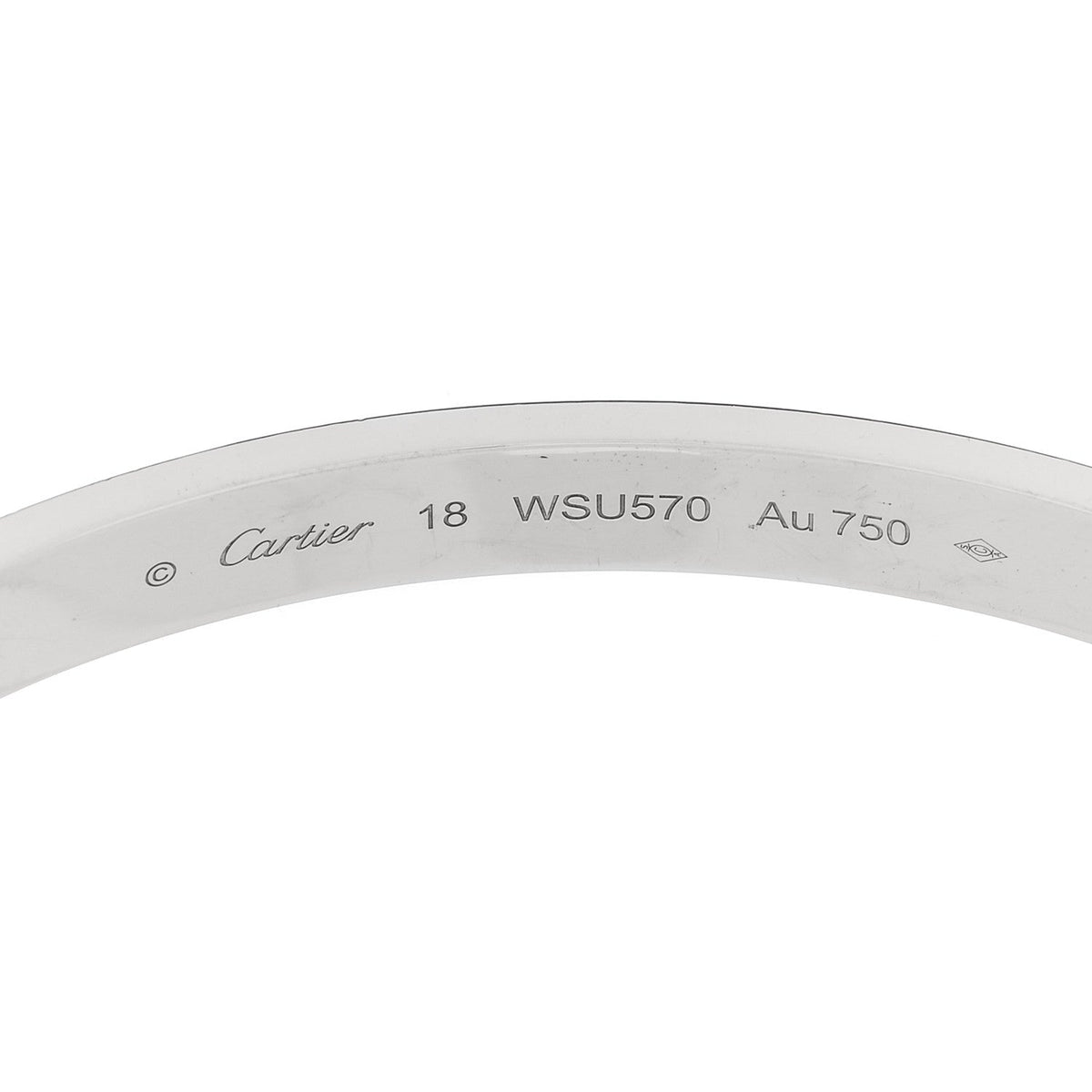 18K White Gold Brushed Finish LOVE Bracelet 18