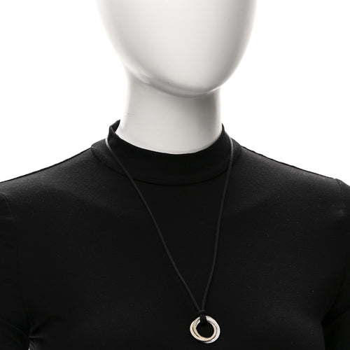18K Pink Yellow White Gold Diamond Trinity Paved Cord Necklace