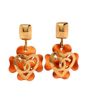 Tortoise CC Heart Clip On Earrings Gold
