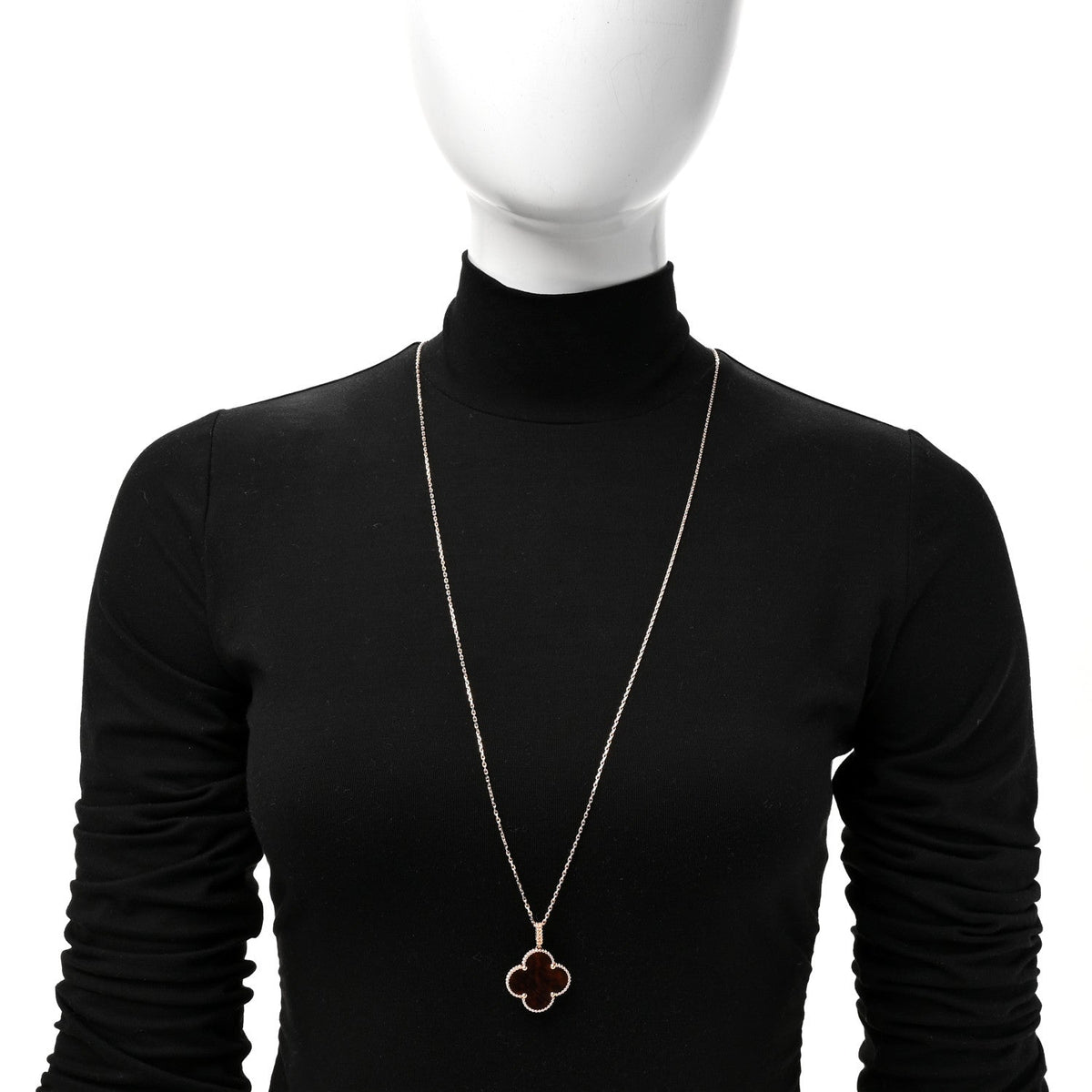 18K Rose Gold Letterwood Magic Alhambra Long Necklace