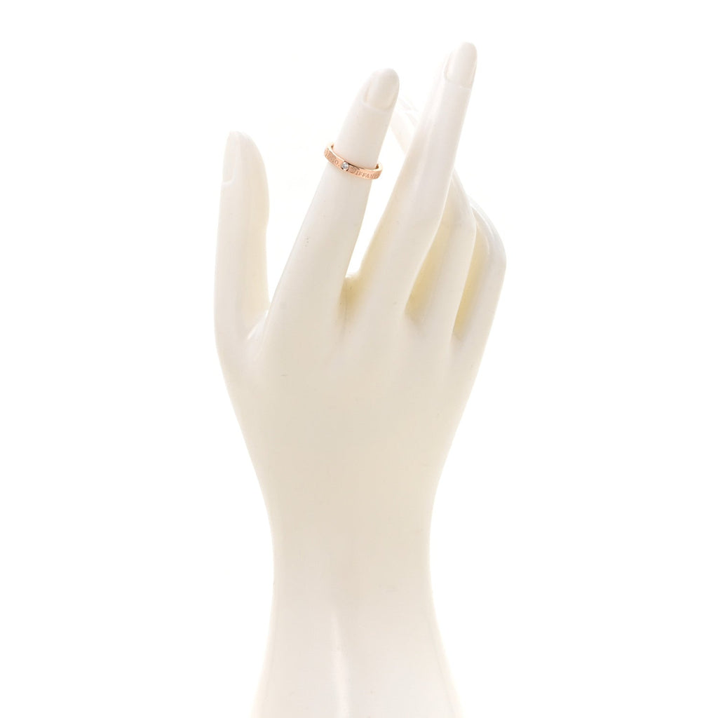 18K Rose Gold Diamond Logo Band Ring 45 3.25