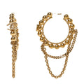 Metal Crystal Bead Chain CC Hoop Earrings Gold
