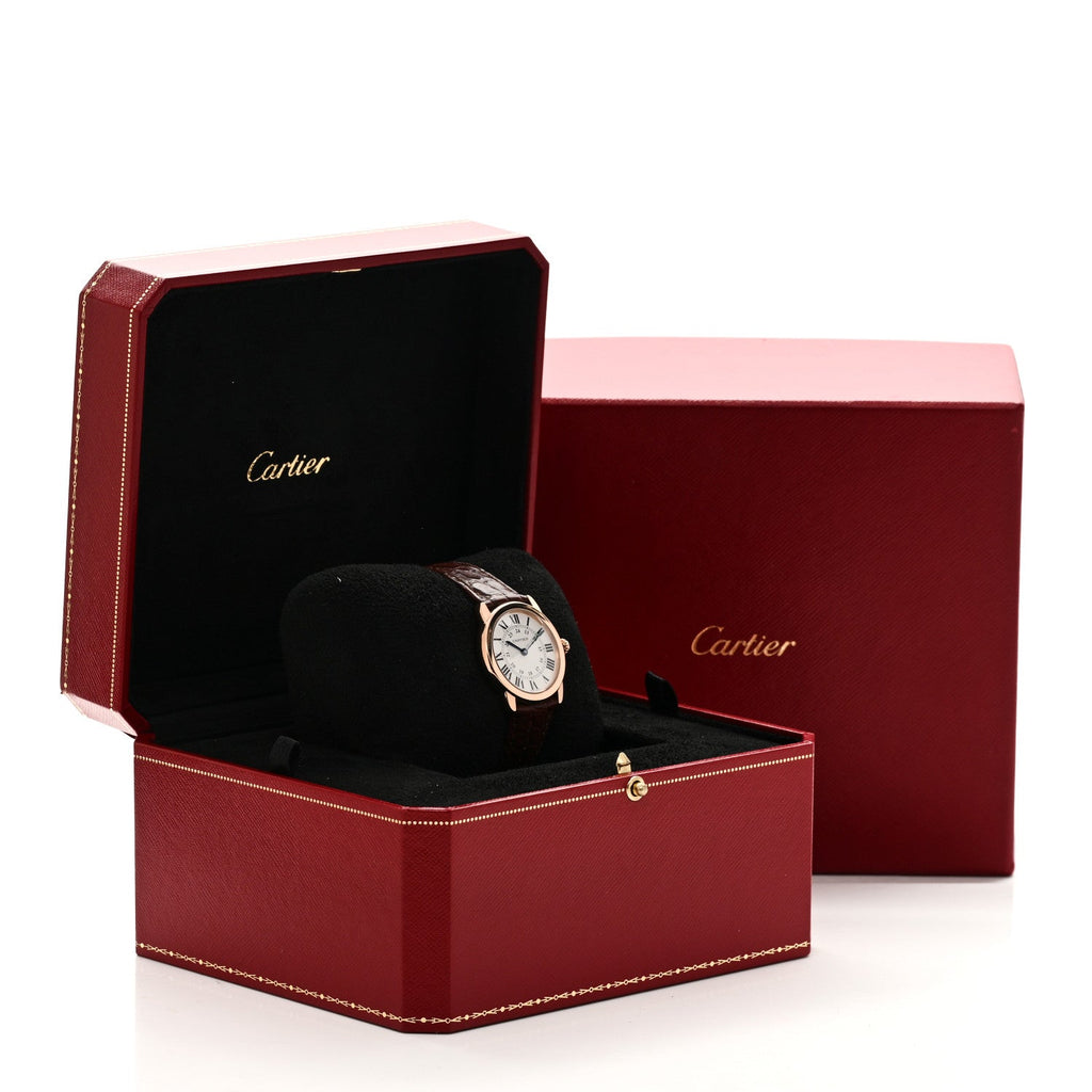 Stainless Steel 18K Pink Gold Alligator 29mm Ronde Solo Quartz Watch Brown