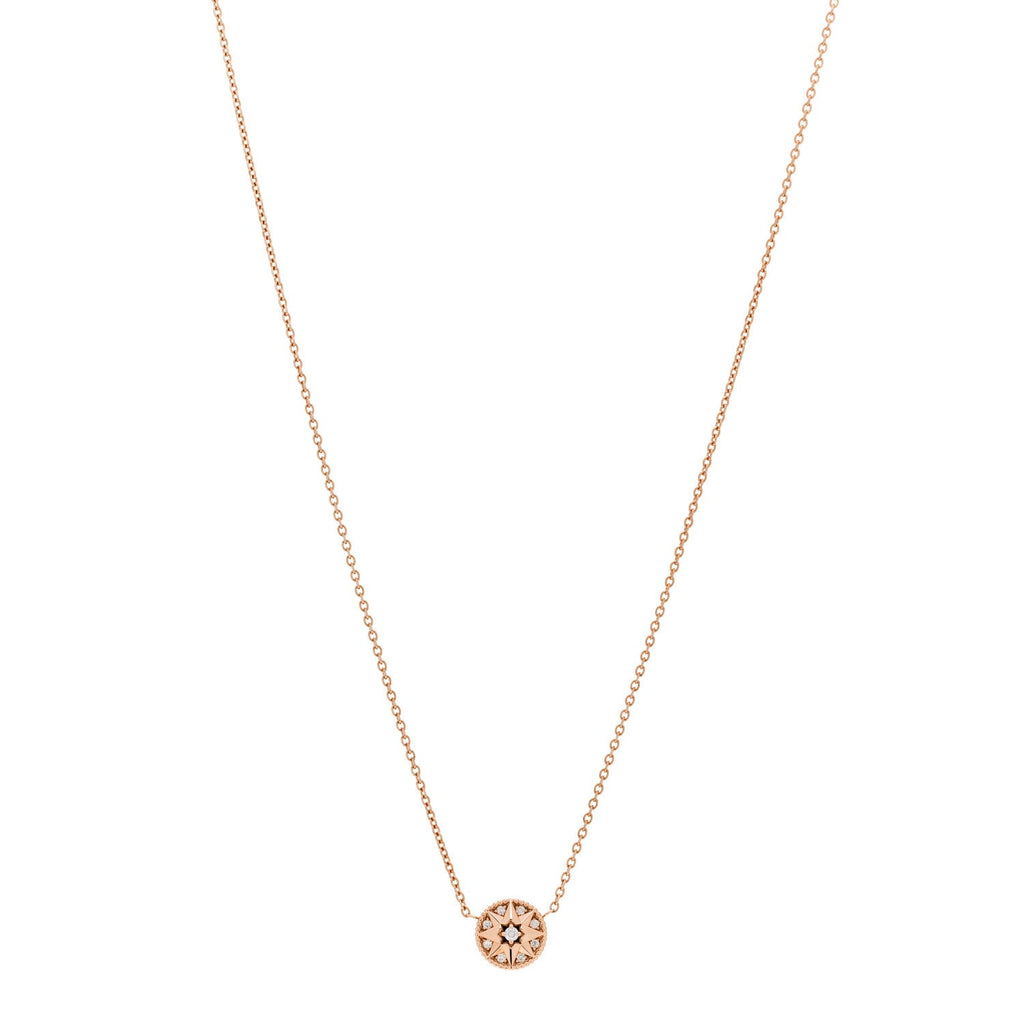 18K Rose Gold Diamond Rose Des Vents Necklace
