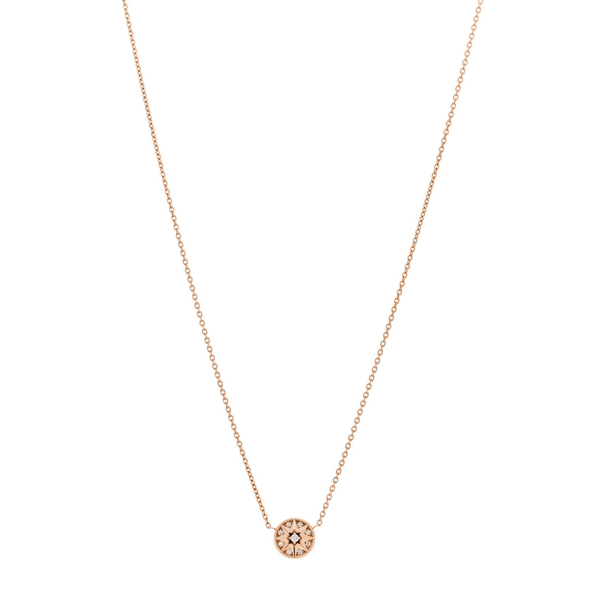 18K Rose Gold Diamond Rose Des Vents Necklace