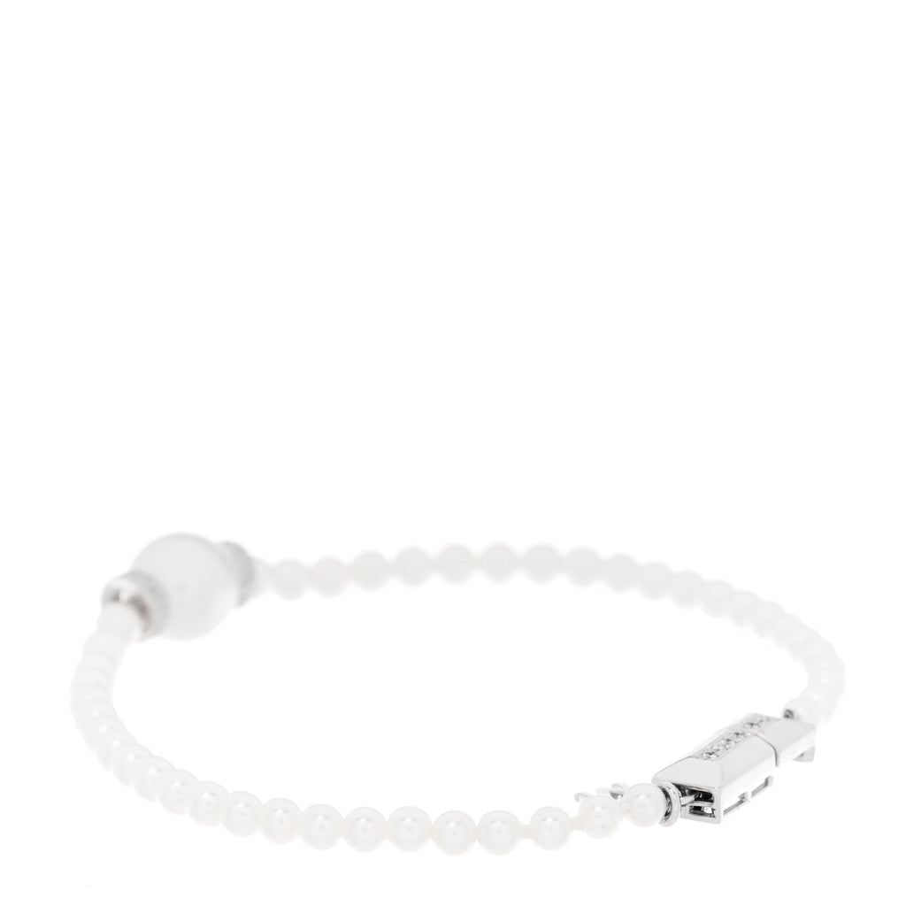 18K White Gold Diamond Akoya Cultured Pearl 9.5mm Bracelet