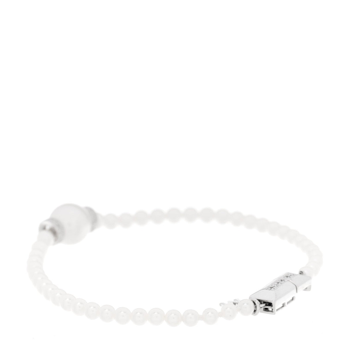 18K White Gold Diamond Akoya Cultured Pearl 9.5mm Bracelet