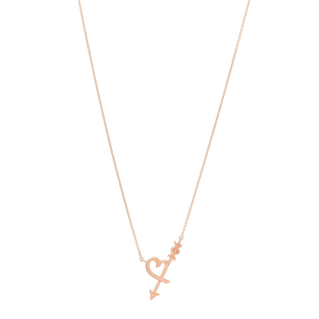 18K Rose Gold Paloma Picasso Heart and Arrow Pendant Necklace