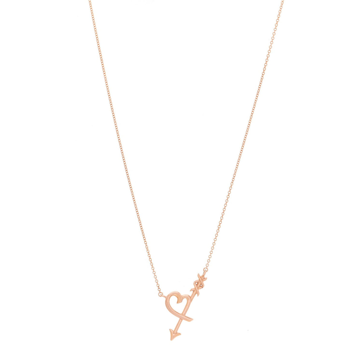 18K Rose Gold Paloma Picasso Heart and Arrow Pendant Necklace
