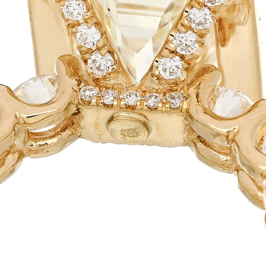 18K Yellow Gold Diamond 4.94ct Emerald Cut Halo Engagement Ring 51 5.75
