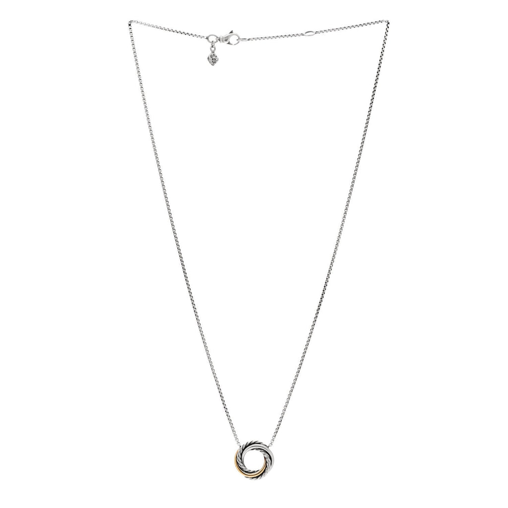 Sterling Silver 18K Yellow Gold 14.5mm Crossover Pendant Necklace