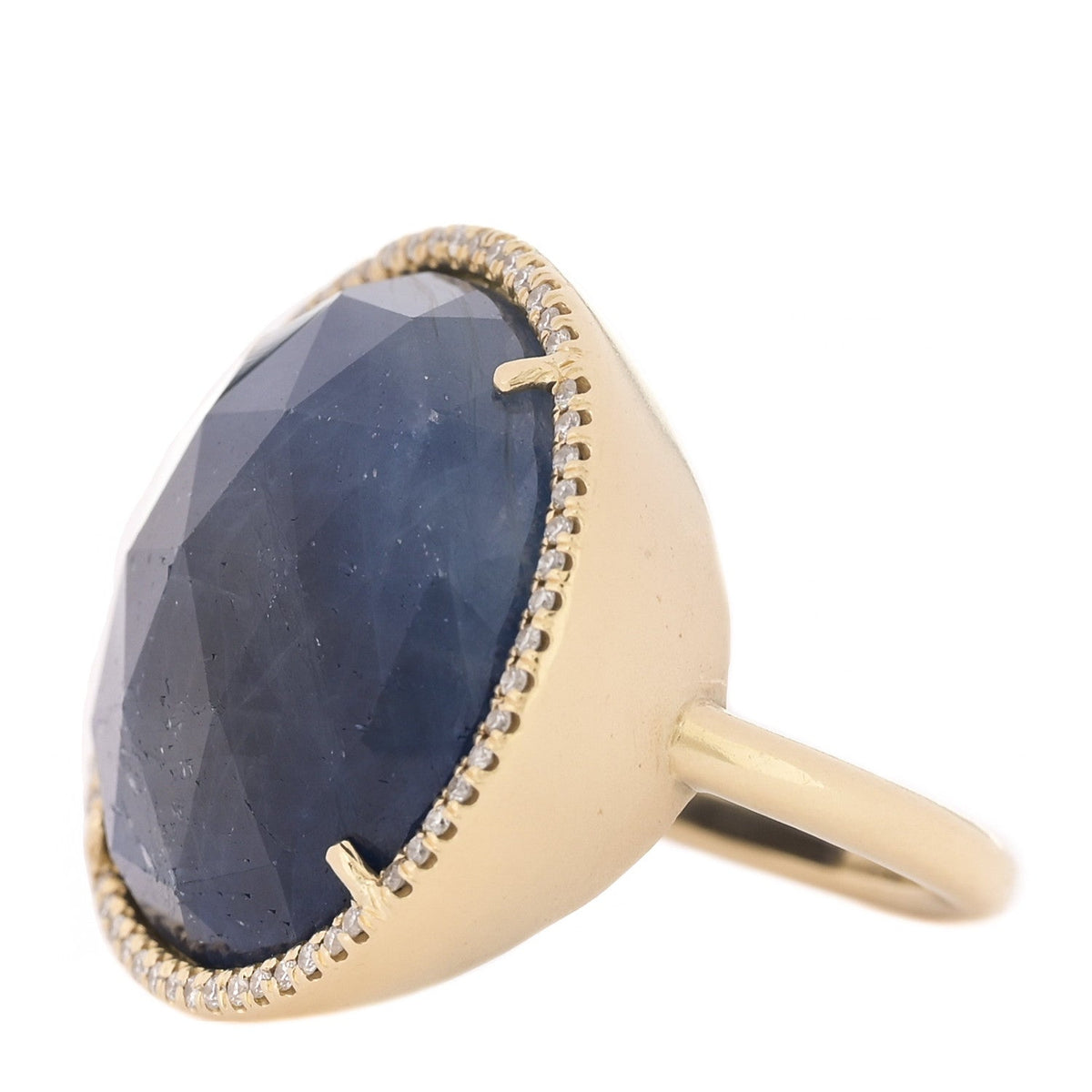 18K Yellow Gold Diamond Sapphire Ring 53 6.25