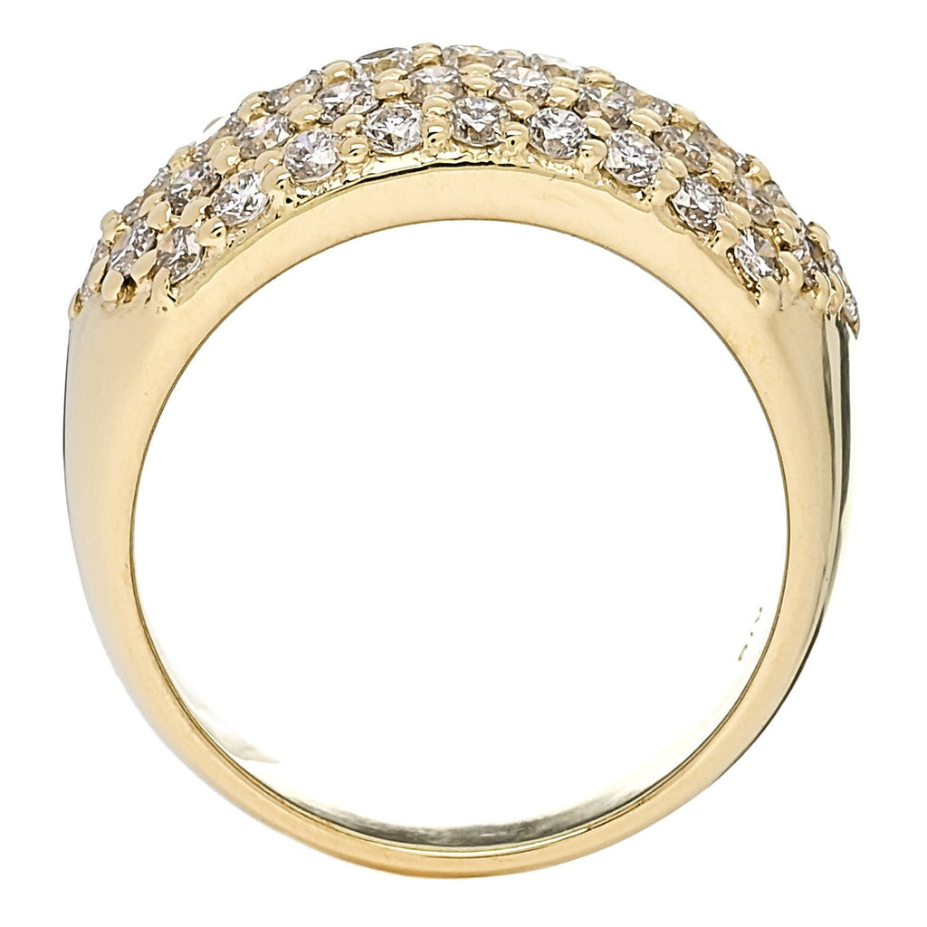18K Yellow Gold Diamond 1.68ctw Five Row Ring 53 6.5