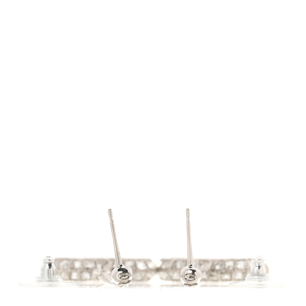 Baguette Crystal CC Drop Earrings Silver