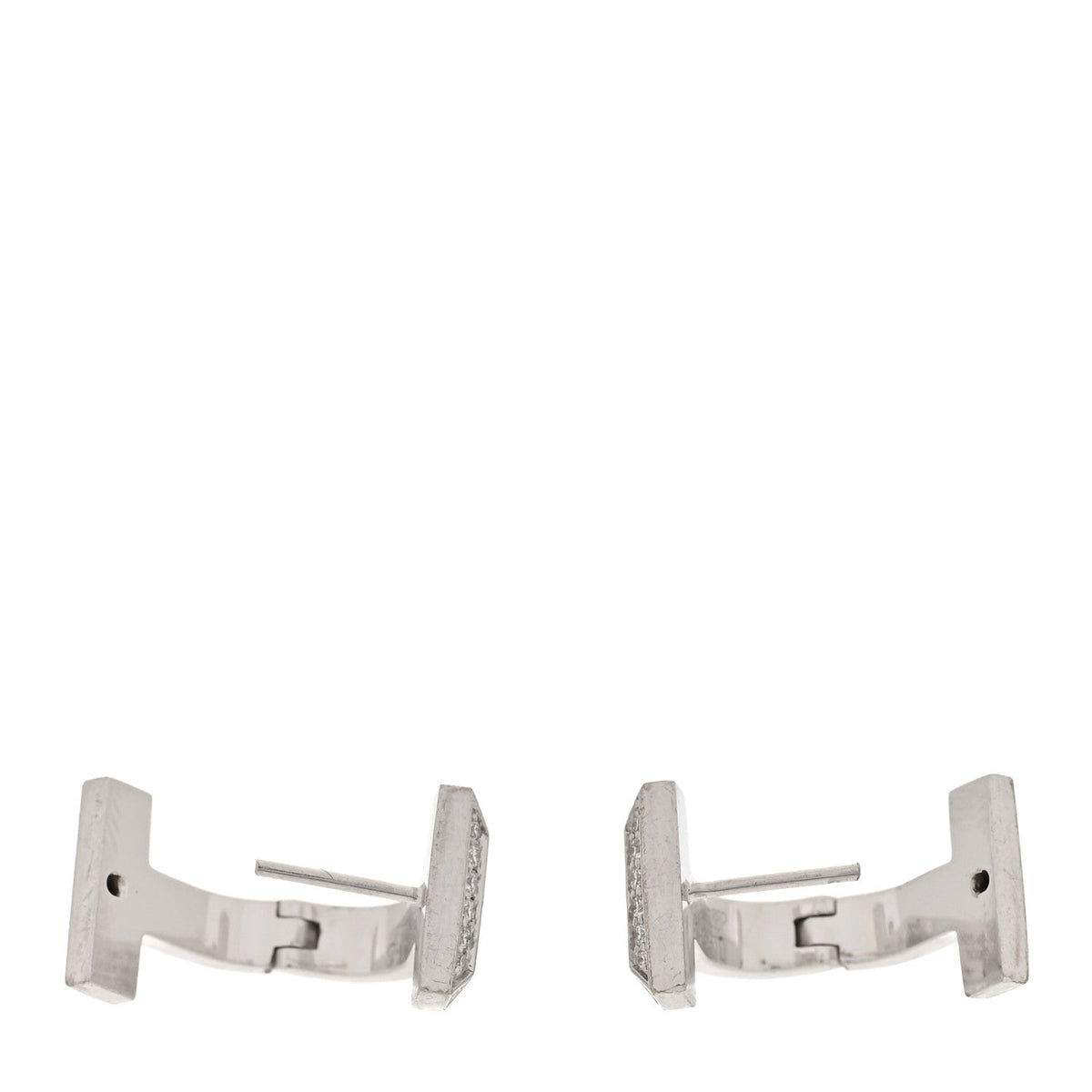 18K White Gold Diamond T1 Half Pave Huggie Earrings