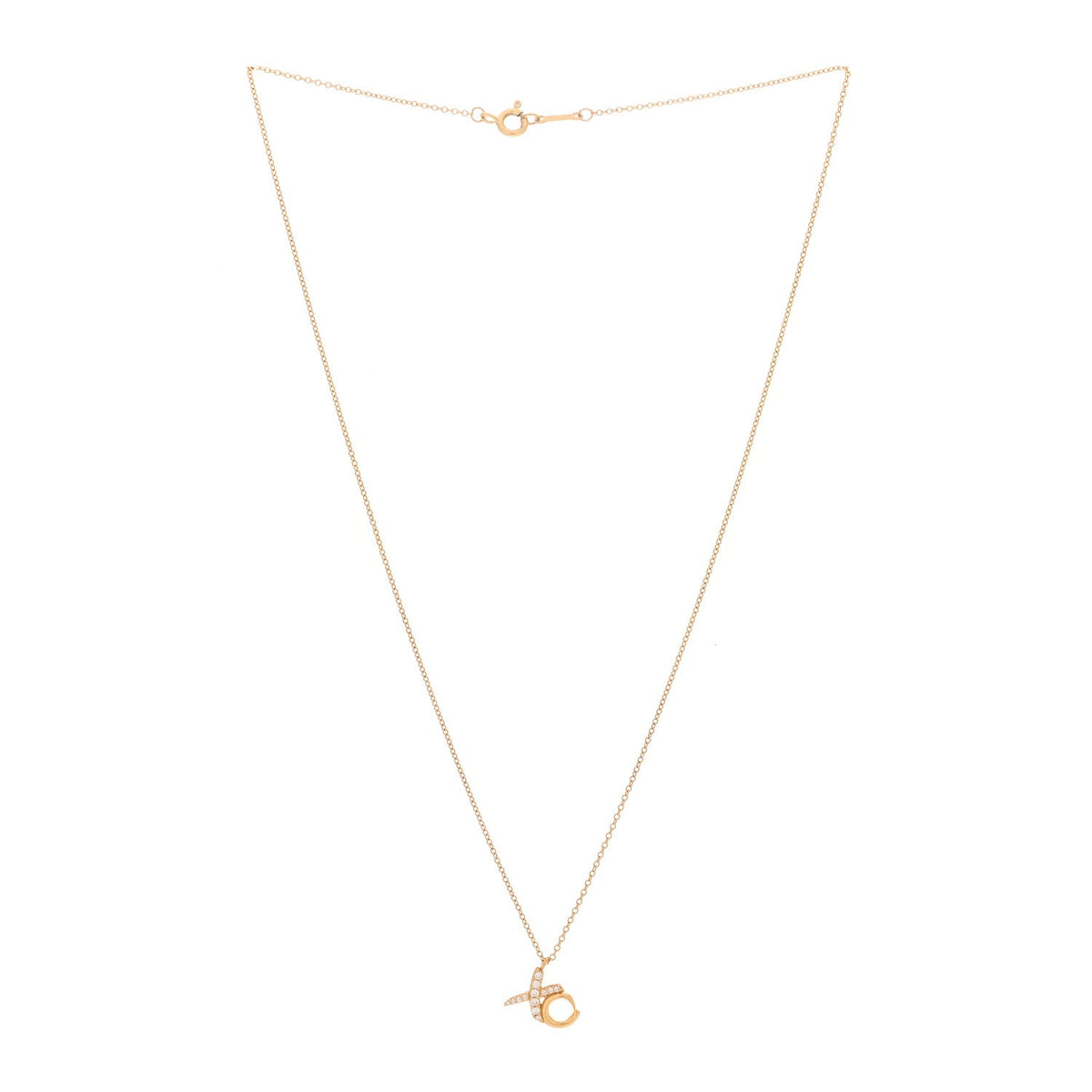 18K Yellow Gold Diamond Paloma Picasso Love & Kisses Pendant Necklace