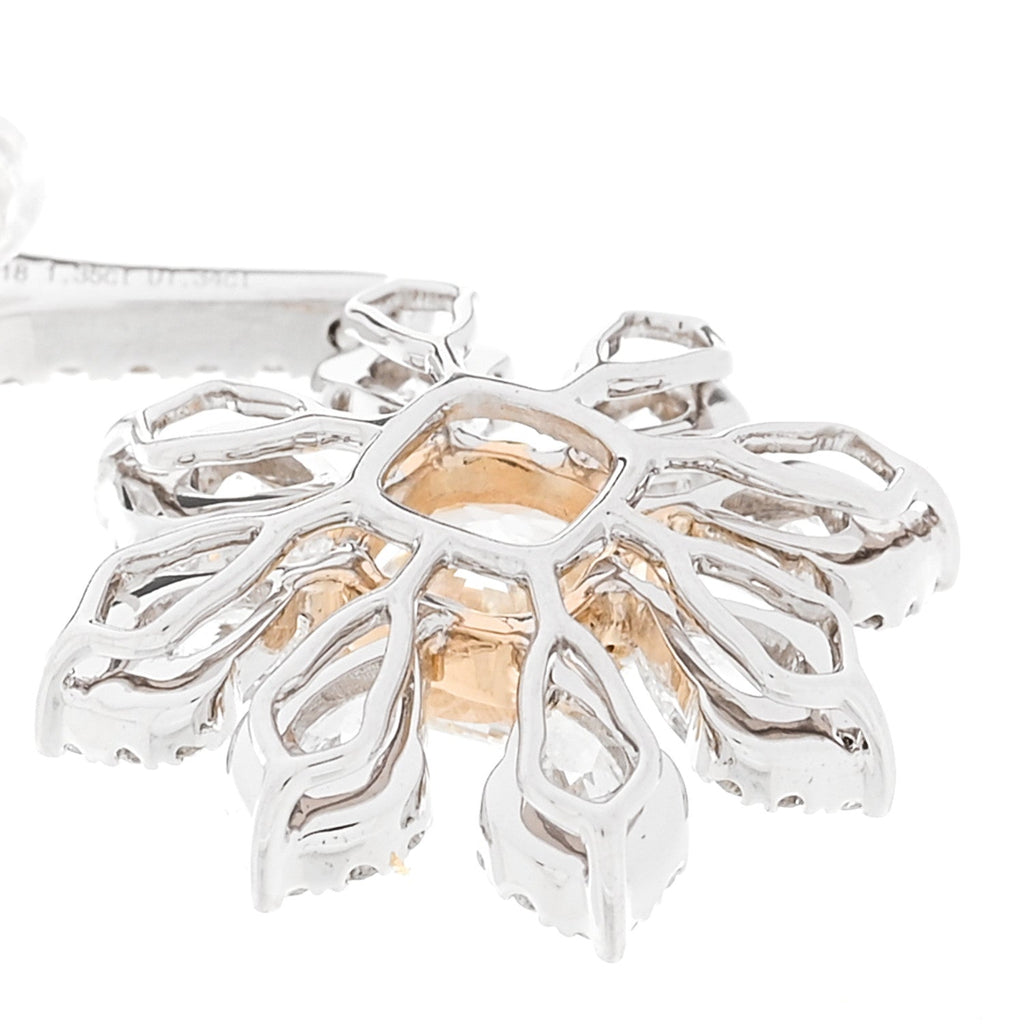 18K White Yellow Gold Diamond 5.32ctw Flower Drop Earrings
