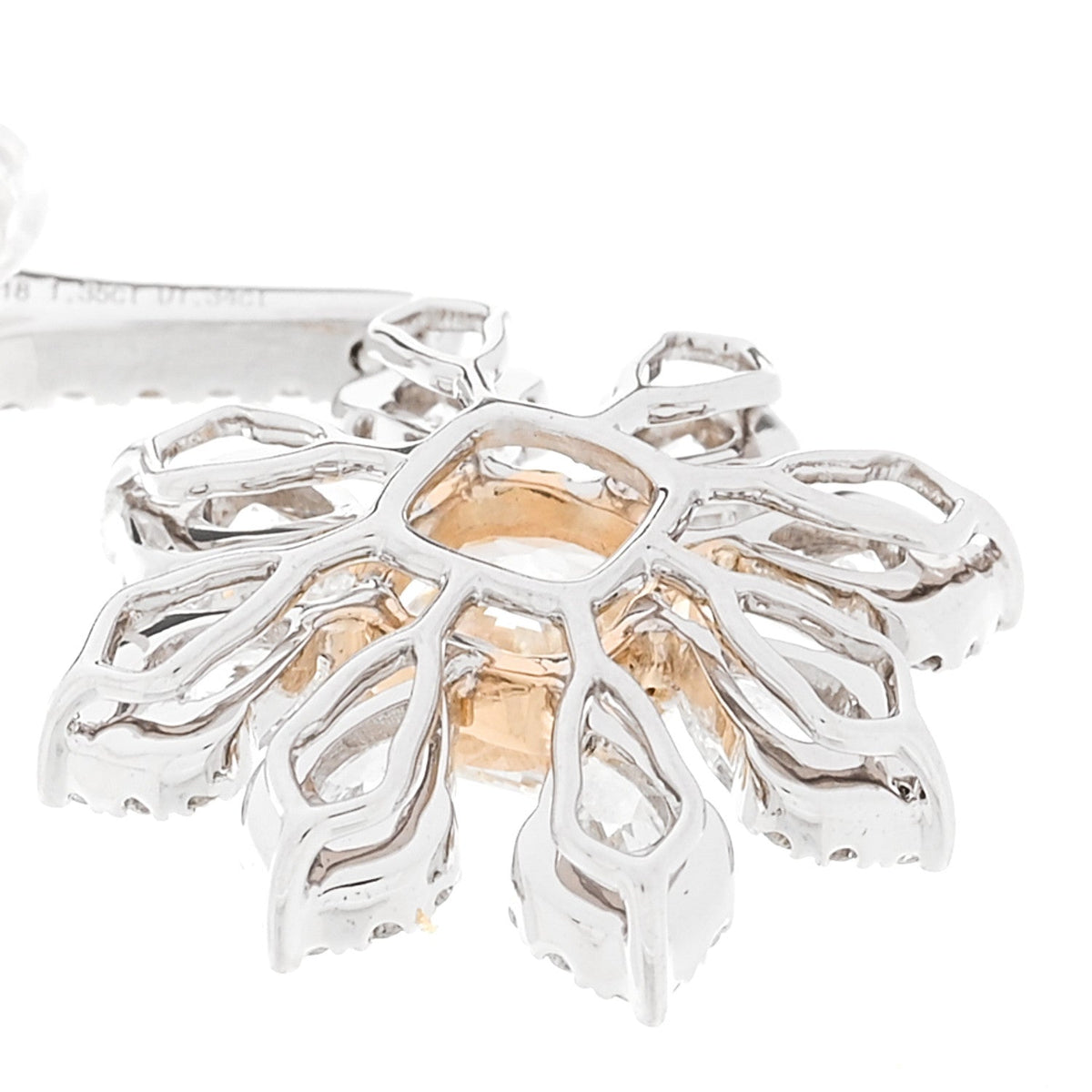 18K White Yellow Gold Diamond 5.32ctw Flower Drop Earrings