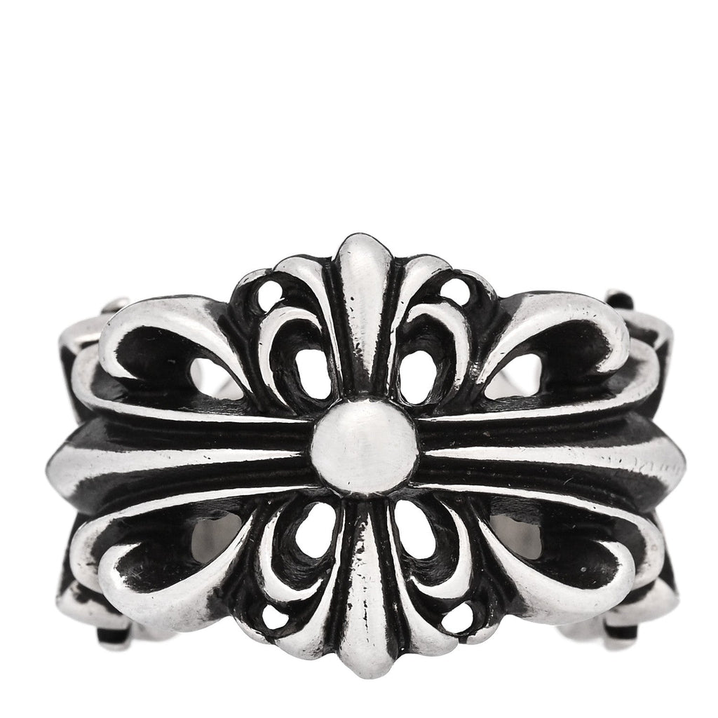 Sterling Silver Double Floral Cross Ring 54 7