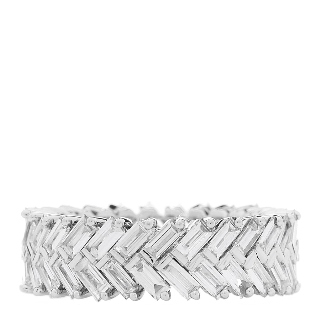 18K White Gold Diamond Zipper Ring 55 7.25
