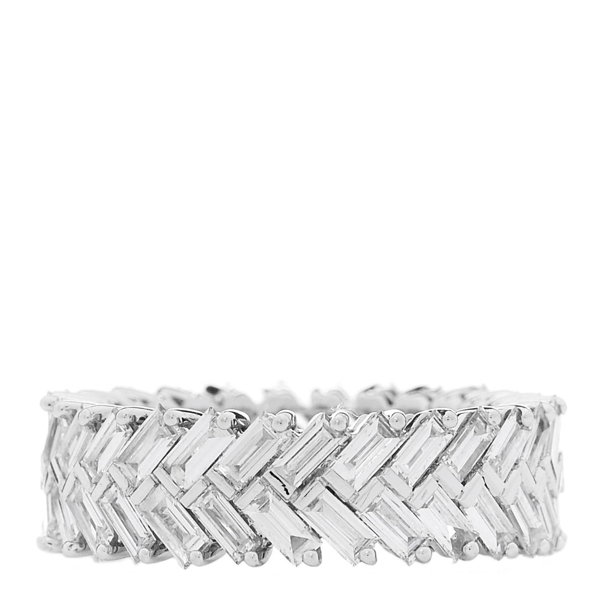 18K White Gold Diamond Zipper Ring 55 7.25