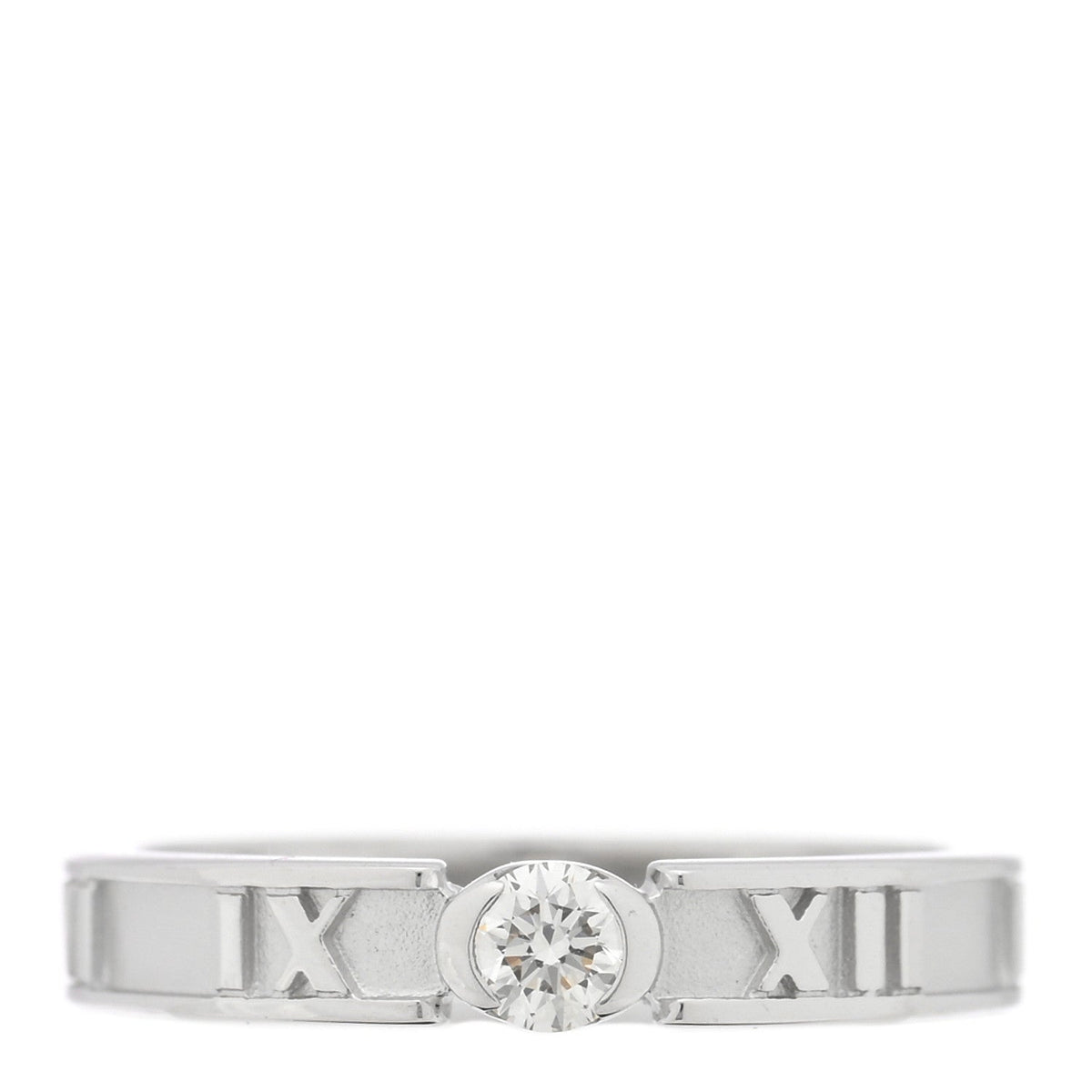 18K White Gold Diamond Atlas Solitaire Band Ring 49 5