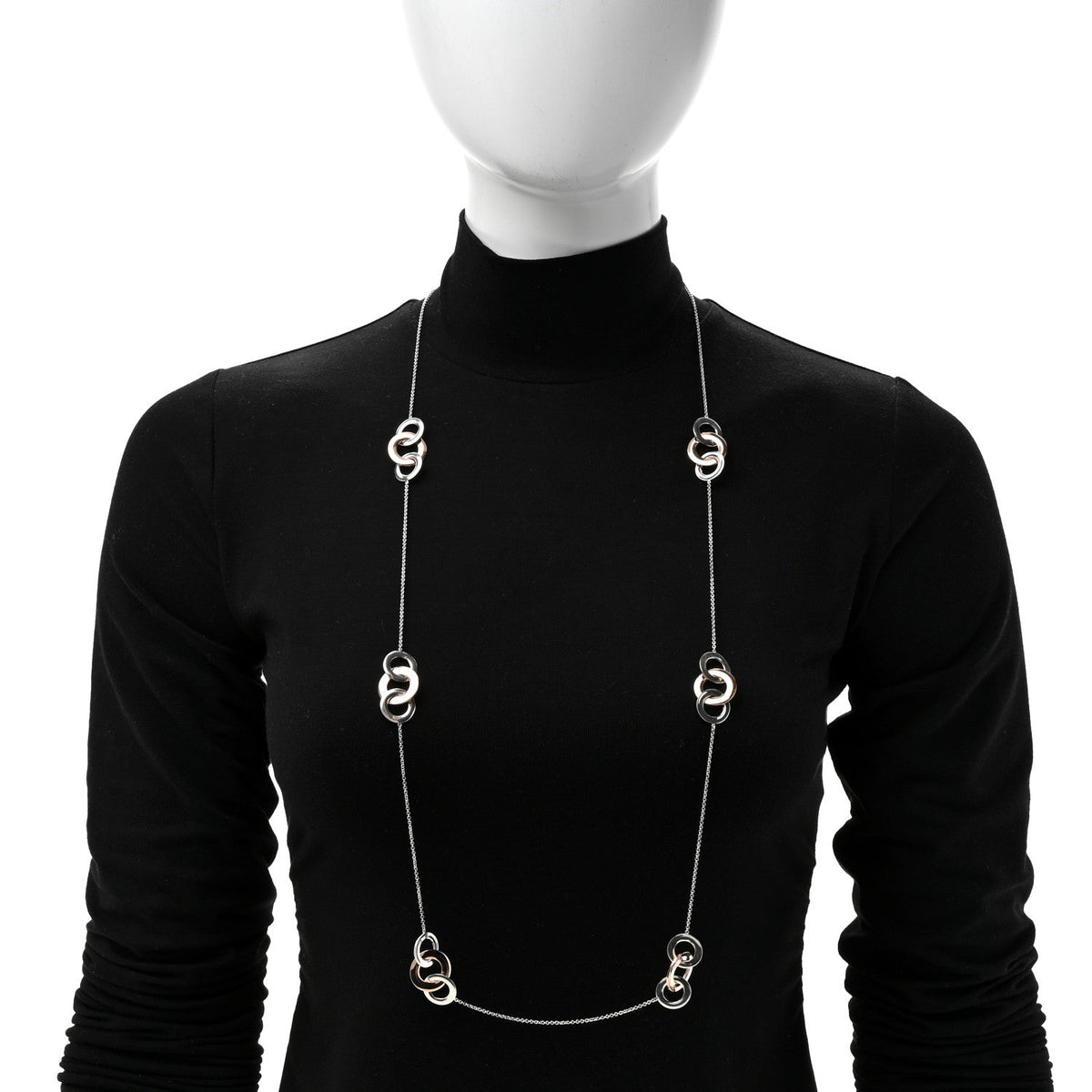 Sterling Silver Rubedo 1837 Interlocking Circles Long Necklace