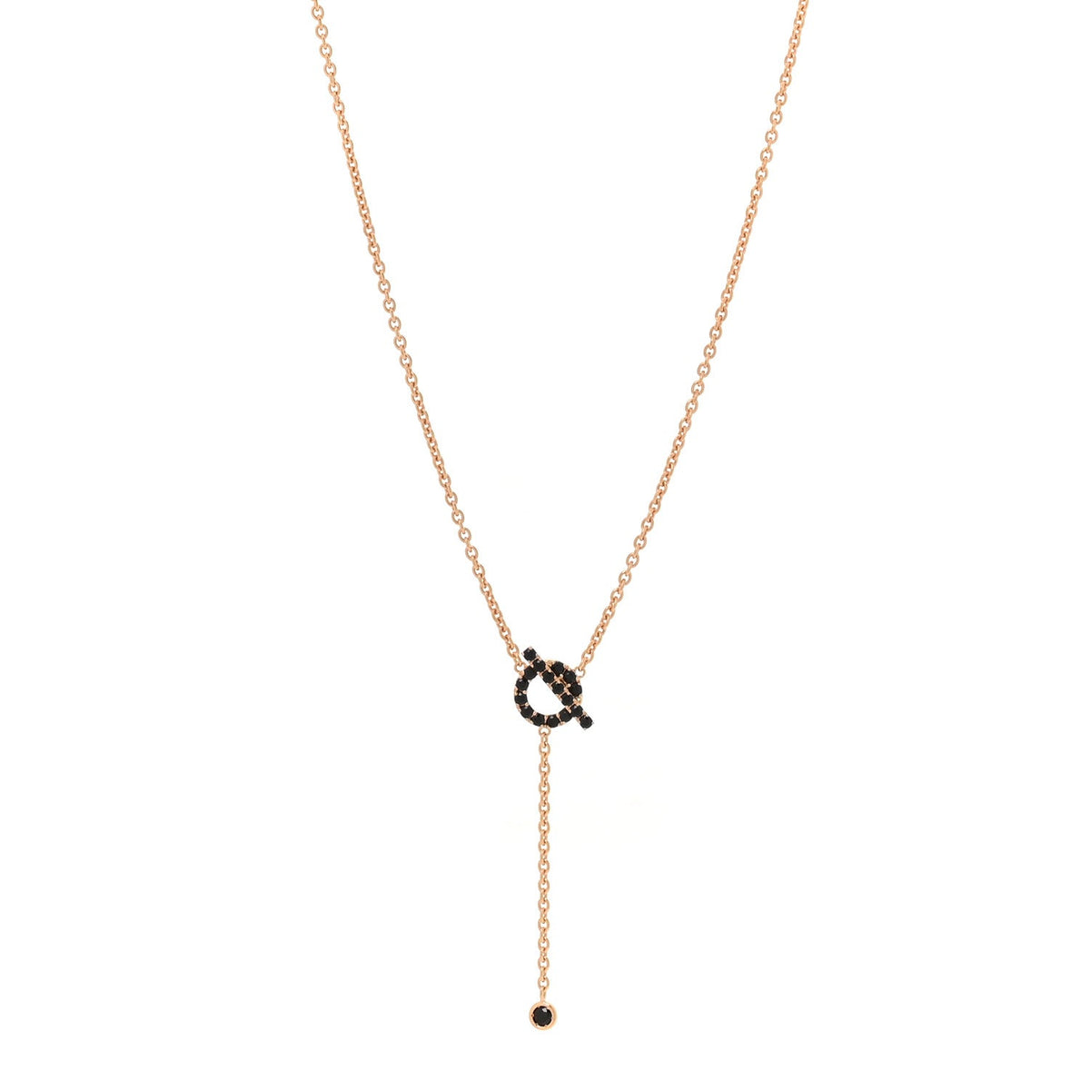 18K Rose Gold Black Spinel Finesse Lariat Necklace
