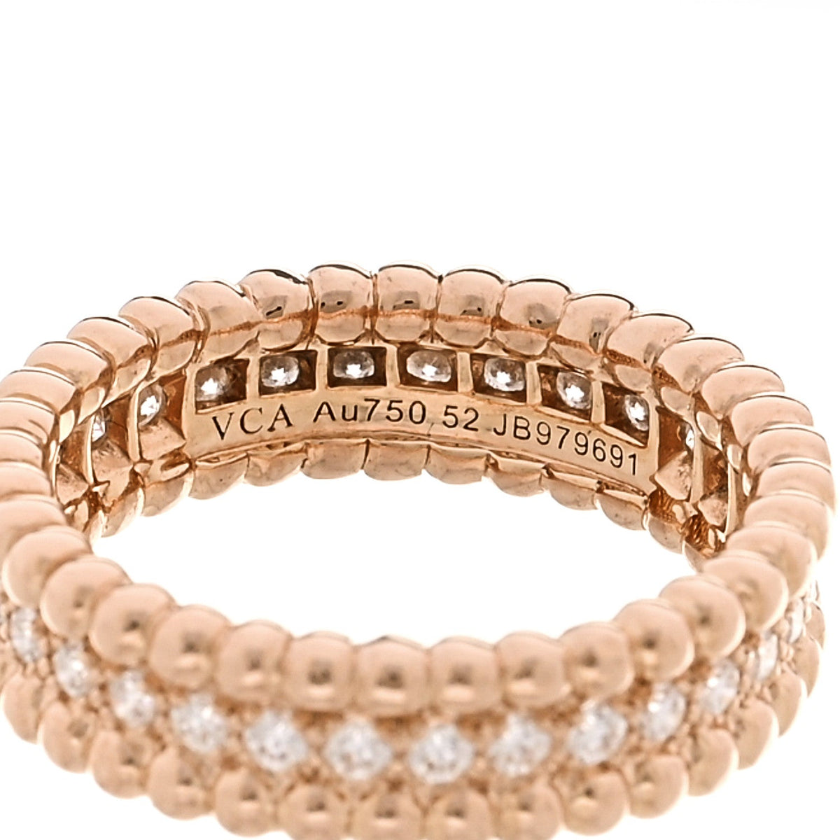 18K Rose Gold Diamond Perlee 1 Row Ring 52 6