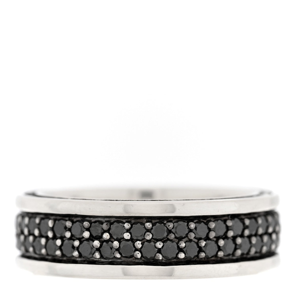 Sterling Silver Black Diamond Streamline Two-Row Band Ring
