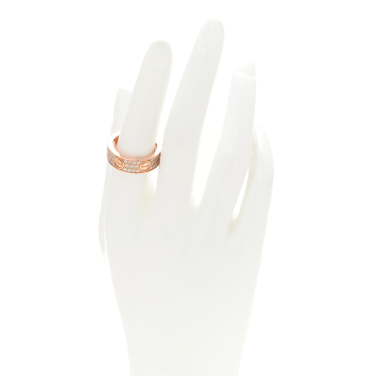 18K Pink Gold Diamond 6.5mm LOVE Paved Ring 56 7.75